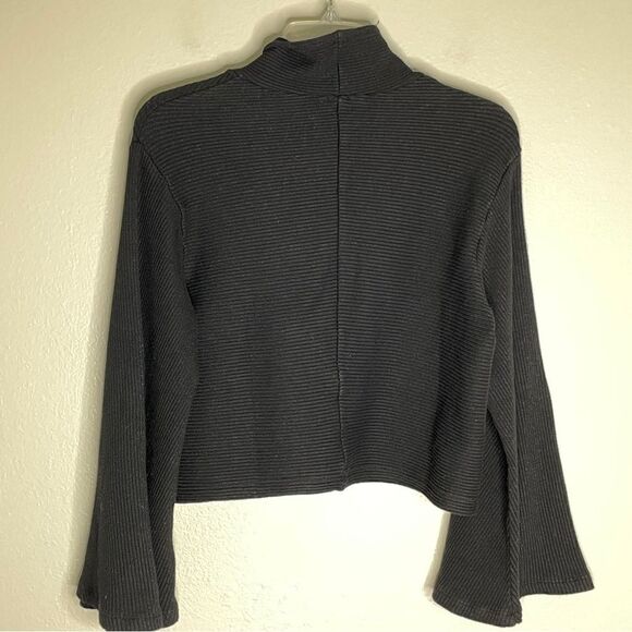 Monrow Brushed Rib Mock Neck Top Faded Black Size Large New - Picture 8 of 16